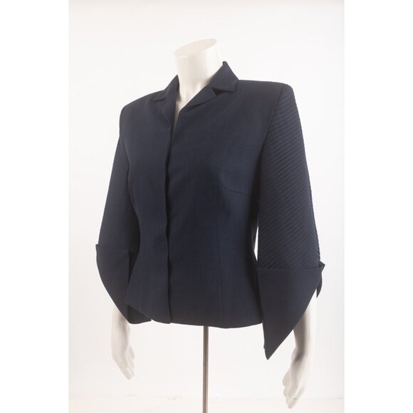Givenchy Couture Vintage Womens Blazer Jacket Navy Blue Size 42 US 10 Wool Silk - Picture 3 of 6